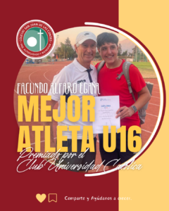 Facundo alumno Colegio San Juan galardonado Mejor Atleta U16 Universidad Católica